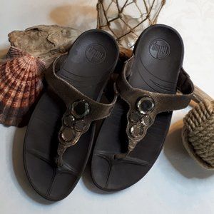 Bronze Leather Lunetta Fitflop Thongs